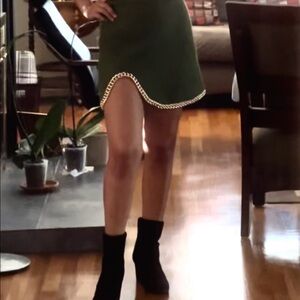 Zara Mini Green High- Waisted chained skirt.